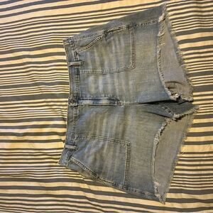 Aerie Light Blue Frayed Jean Shorts